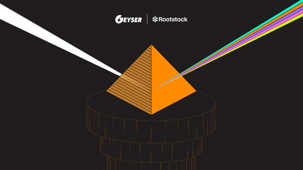 Prism payment splits on Rootstock Diagram of one payment split into multiple payouts through Prism and Rootstock
